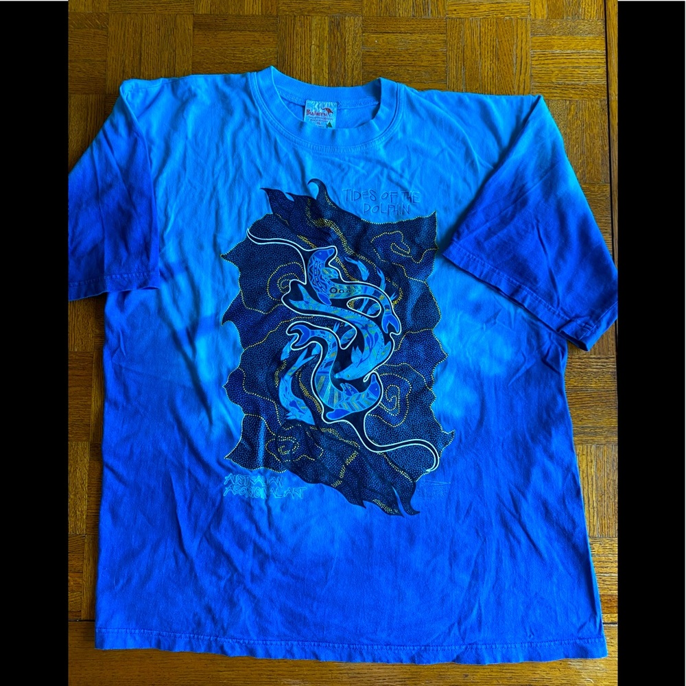 Australia Aboriginal Art Tie Dye Tee Tides of the Dolphin 🐬XL